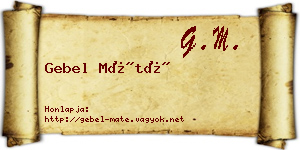 Gebel Máté névjegykártya